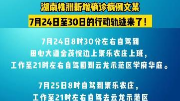 战“疫”短视频丨湖南株洲新增1例本土确诊，7月24日至30的行动轨迹公布！