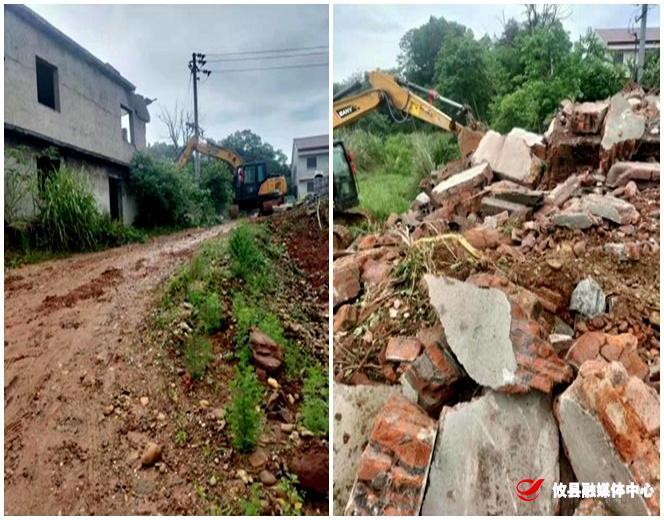 【谭桥街道】拆除历史遗留违法建筑，加快推进城南防洪堤建设