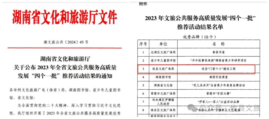 再获赞誉！“门前十小”获评湖南2023年文旅公共服务高质量优秀品牌称号